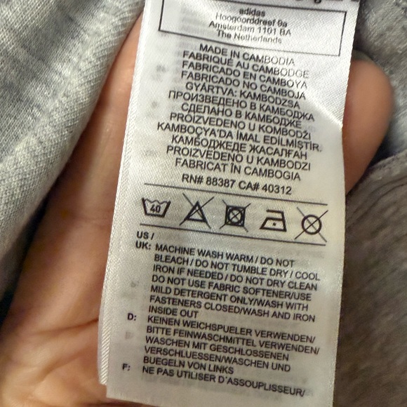 ADIDAS Heather Gray Hoodie with White Stripes Size Small - Picture 11 of 16